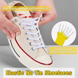 No Tie Elastic Shoe Laces-Elastic Shoelaces for Adults and Kids-Elastic No Tie Shoelaces, Number 011-white Reflective, X-Large