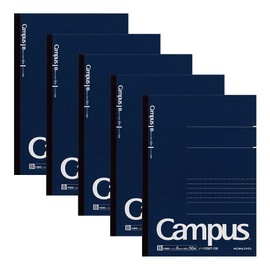 Kokuyo No-105BT-DBX5SET Campus Notebook, Adult Campus Notebook, Dot, B Rule, A5, 50 Sheets, Pack of 5 Books, Navy Blue