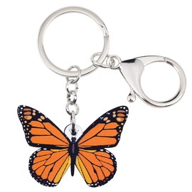 WEVENI Acrylic Monarch Butterfly Keychain Accessories Keyring For Women Girl Bag Car Key Charms