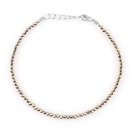 Thecraftman Pyrite Beads Bracelet, Genuine Beaded Bracelet, Faceted Round Beads, Jewelry For Women