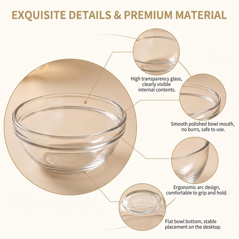 3 Pcs 3 Sizes Clear Glass Reusable Cosmetic Mask Mixing