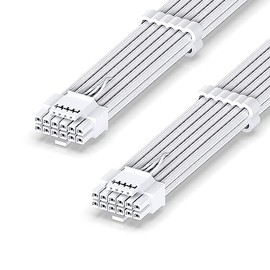 EZDIY-FAB 16AWG PCI-e 5.0 12VHPWR PSU, 600W 12+4 Pin Macho a 12+4 Pin Macho Cable para RTX 3090Ti/4070Ti/4080/4090, 60cm/23.62in - Blanco Puro