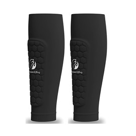 RecoverX Pro Hex Shin Guard Sleeves – Soccer Shin Guards for Youth & Adults | Lightweight Football Pads with Impact Absorption, Breathable & Secure Compression Fit – Medium, Black