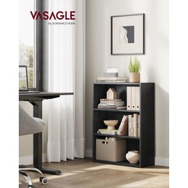 VASAGLE Custos Collection - Bookshelf, 3-Tier Bookcase, Book Shelf, Open Storage Shelf, 9.4 x 23.6 x 32 Inches, for Living Room, Home Office, Dinning Room, Ebony Black ULBC163T56
