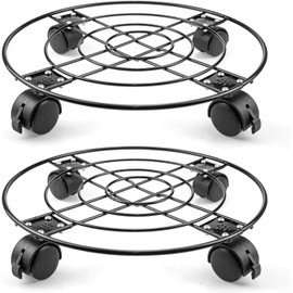 Fasmov 2 Pack 13 inches Plant Caddy, Heavy Duty Iron Potted Plant Stand with Lockable Caster Wheels, Outdoor Caddy Indoor Plant Dolly, Black