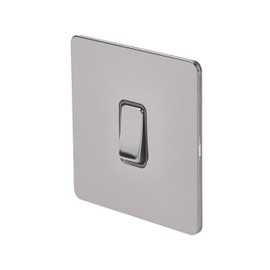 Schneider Electric Ultimate Screwless Flat Plate - Single Intermediate 2 Way Light Switch, 16AX, GU1414BBN, Black Nickel with Black Insert