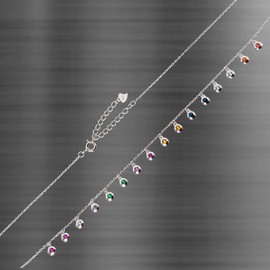 Schöner-SD Silver chain with many small pendants, Silver, Cubic Zirconia
