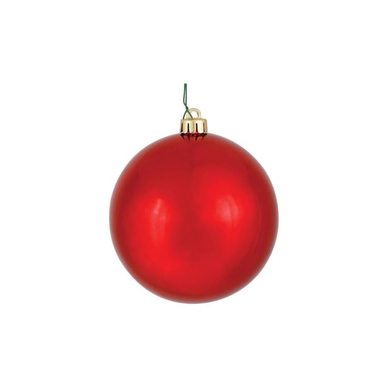 Vickerman 10-inch Red Shiny Ball Ornament - Shatterproof and UV