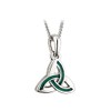 Solvar Trinity Knot Necklace Rhodium Plated & Green Enamel Irish
