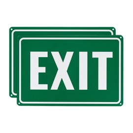M METERXITY 2-Pack Exit Sign 12x8 Inch Aluminum Reflective Enter Here Signs Rust Free Waterproof Exit Signs for Business/Door[White Letters On Green Background]