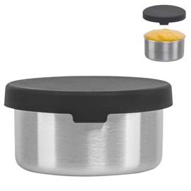 SILBERTHAL Small Stainless Steel Container with Lid Round - Leak-proof Container for Transporting Food for Dips, Dressing, Nuts, Granola in Lunch Boxes