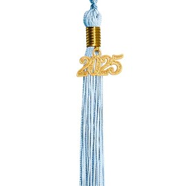 GraduationMall Single Color Graduation Tassel with 2025 Year Charm 9" Sky Blue