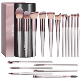 BS MALL 메이크업 브러시 세트 18개 컨실러 합성 프리미엄 아이섀 파우더 파운데이션 BS MALL Makeup Brush Set 18 Pieces Concealer Synthetic Premium Eyeshadow Powder Foundation [AChampagne]