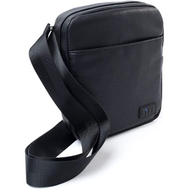 LITT Crossbody Messenger Stash Bag Blocks Oduor | Charcoal Lined Premium with Combination Zip Locks - Sling Bags for Men Small - Travel Organizer & Lifestyle Accessory| Black Faux Leather Bag