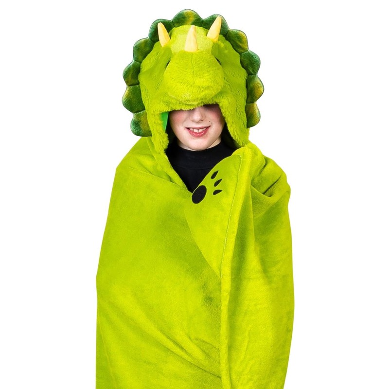 Animal Hooded Blanket Kids 130 x 100 cm - Dino