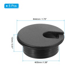 PATIKIL Cable Hole Cover, 5pcs 1.38inch/35mm Desk Wire Cord Cable Grommets Hole Cover for Office PC Desk Cable Organizer, Black
