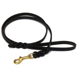 Ray Allen Mfg Signature K9 Braided Leather Leash, 4-Feet x 1/2-Inch, Black