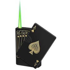 Double Flame Torch Lighter Butane Refillable,Classic Pocket Ace Lighters with Visible Window,Adjustable Jet Torch Lighter - Color: Black-1pc