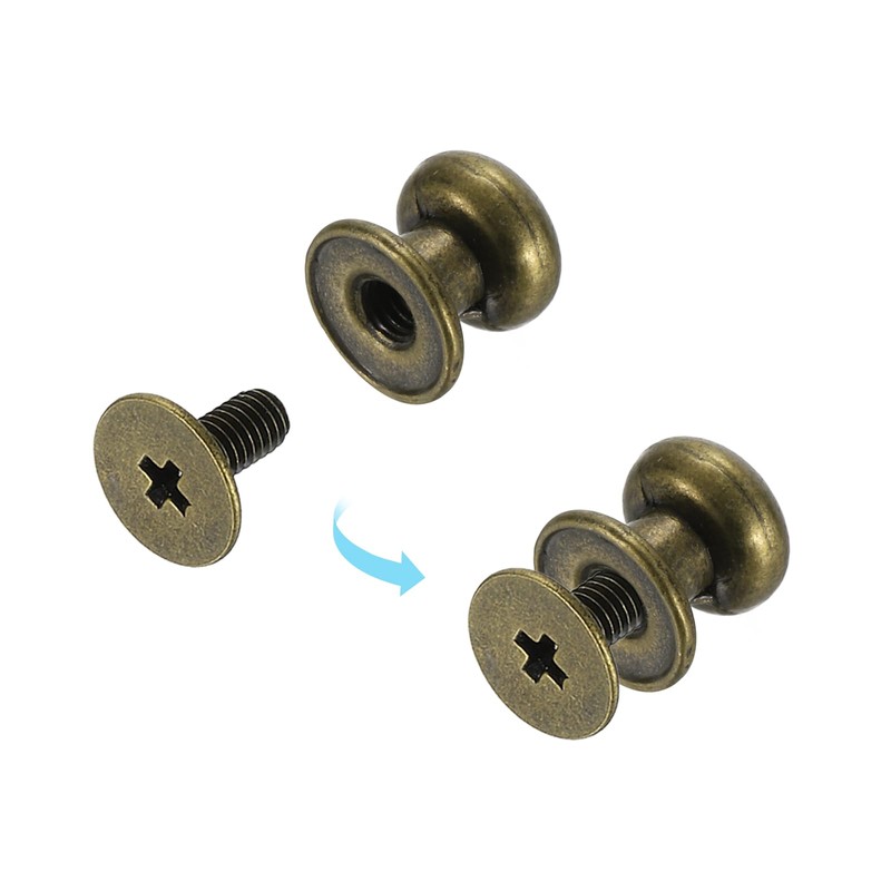 uxcell 4/5/6/7/8mm Ball Head Stud Rivets Screw Back, 50Pack Round