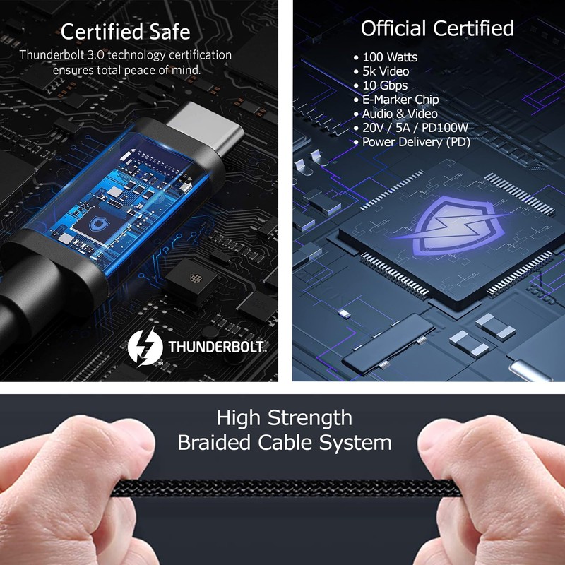 Tek Styz PRO 100W Dual PD/USB Type-C/8K Cable Compatible with