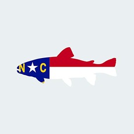 North Carolina State Shaped Trout Sticker FA Graphix Vinyl Decal NC Fly Fishing Fish - 5.94 Wide