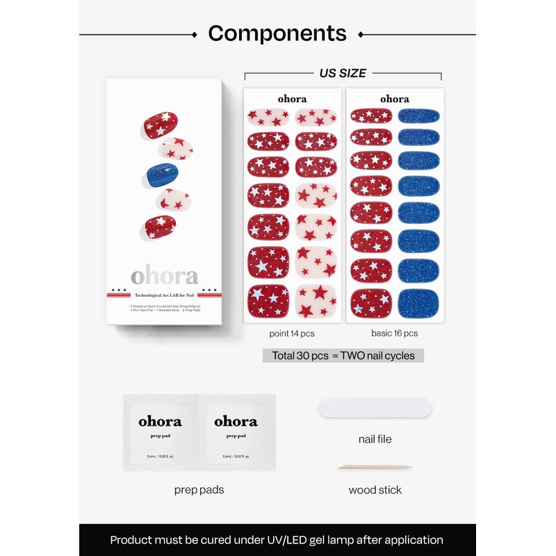 ohora ohora Semi Cured Gel Nail Strips (N Liberated Stars)