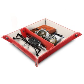 Londo Leather Tray Organizer - Practical Storage Box for Wallets, Watches, Keys, Coins, Cell Phones and Office Equipment