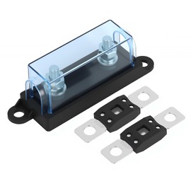 400Amp Mega/Amg Midi Fuse and Holder, 1-Way 100A Holder with 2 PCS Anm Bolt-On Fuse 250A 400A Multi Block Class T Circuit Fuses for Cars Boat Vehicles Construction Agricultural Buses