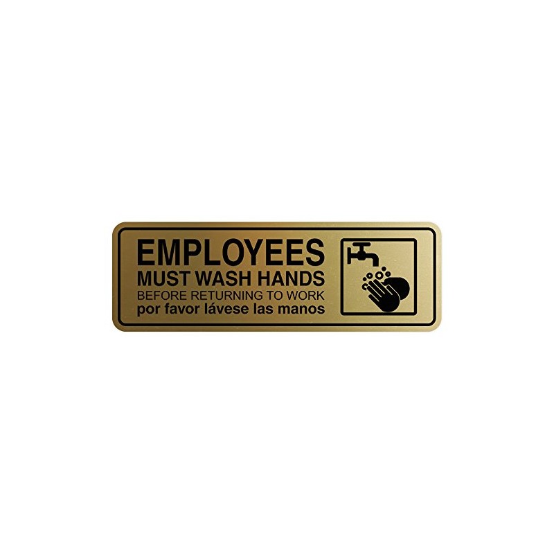 Standard Employees Must Wash Hands Door/Wall Sign - Brushed Gold