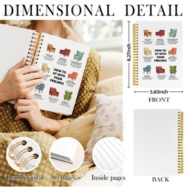 Nipil Mental Health Notebook Journal, Feelings Emotions Chart CBT DBT Therapy Journal, Mental Health Gifts, Counselor Therapist Gifts, Sit With Your Feelings Hardcover Spiral Notebook, 5.5x8.3 Inch