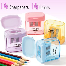 Mr. Pen- Pencil Sharpeners Manual, 4 Pack, Dual Hole, Colorful Pencil Sharpeners Handheld Pencil Sharpener