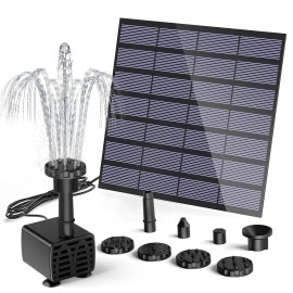 AISITIN DIY Solar Water Pump Kit for Water Feature Outdoor 6 Nozzles for Garden