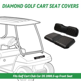 XUANYUDG0769 Golf Cart Seat Covers for Club Car DS 2000.5+ OEM Ordinary Front Seat Cushion, Black, PVC Vinyl Leather, Thick Vinyl Leather Diamond