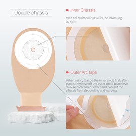 DERAYMI Pack of 20 Ostomy Bags, 1 Piece Colostomy Bag, Ostomy Accessories, 15-65 mm Cuttable Hydrocolloid Chassis, Clip Closure for Easy Emptying, Package Includes Four Clips (D1260J)