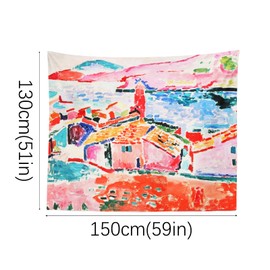 Berkin Arts Art Decor Tapestry with Landscape Design Wall Hanging Aesthetic Backdrop Pink Colorful Life for Living Room 51.2 x 59.1 Inch (View of Collioure by Henri Matisse)