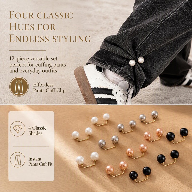 VLUNT 12 Pcs Pearl Safety Pins for Clothes Decorative Small
