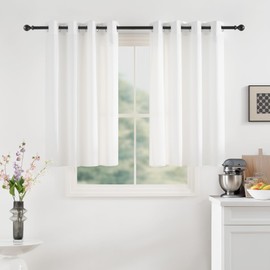 NICETOWN - Cortinas transparentes de privacidad blancas no transparentes, de 45 pulgadas de largo, 2 paneles, cortinas de ventana de 52 pulgadas de ancho con ojales para sala de estar, recámara