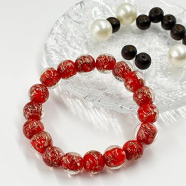 KONPJE Glow in the Dark Bead Bracelet for Men Firefly Glass Bead Bracelet Healing Crystal Bracelet Anti Anxiety Stretch Stackable Bracelet Luminous Mermaid Jewelry (Red)