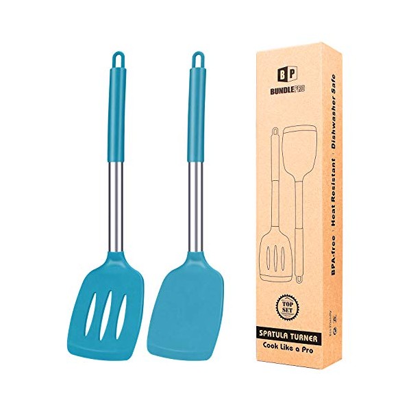 Pack of 2 Silicone Solid Turner ,Non Stick Slotted Kitchen