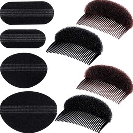 Bump It Up Volume Hair Base Set Sponge Styling Insert Braid Tool Hair Bump Up Comb Clip Bun Hair Pad Accessories for Women Girls DIY Hairstyle (8 Pieces)