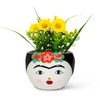 Abbott Collection Lady with Unibrow & Flowers Planter, Low (4"
