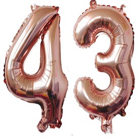 40inch Rose Gold Foil 43 Helium Jumbo Digital Number Balloons, 43th Birthday Decoration for Women or Men, 43 Birthday Party Supplies