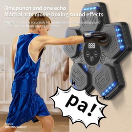 2024 Music Boxing Machine with Boxing Gloves, Smart Bluetooth Boxing Machine with LED Electronic Wall Mounted, Music Boxing Target Workout Punching Equipment for Home(Upgrade) (QJB-22(pentagon))
