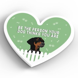 Global Designs Doberman Person Your Dog Thinks You Are Katie Pearson Artworks Heart Shaped Wooden Magnet