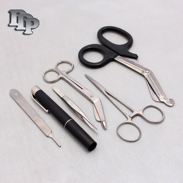 6 PCS Emergency First AID Response KIT with 5 Scalpel Handle Blade #23 (DDP Quality)