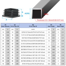 PATIKIL 1-3/16"x1-3/16" Plastic Tubing End Caps, 20Pcs Square Hole Plug Insert for Square Iron Pipe Chair Leg Table Bookshelves Patio Furniture, Black