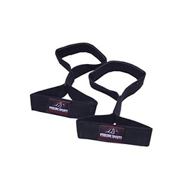 Sterling Sports® Figure 8 Straps Padded Cuff Weight lifting Gym Bar Strength Training Wrist Wraps (Black)