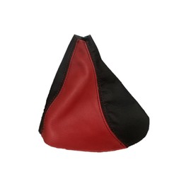 Leather Replacement Shift Boot Cover Compatible For 2006 2007 2008 2009 2010 Compatible With Hummer H3 Automatic Tansmission Shifter (Made in USA) (2-Tone - Black & Red)
