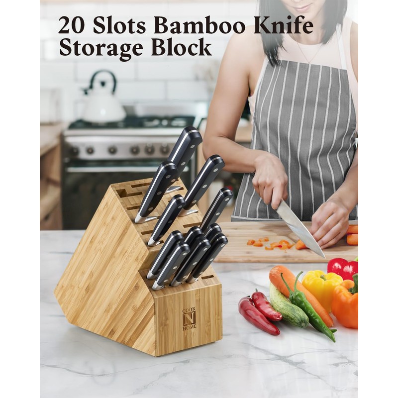 Cook N Home Bamboo Knife Storage Block without Knives, 20