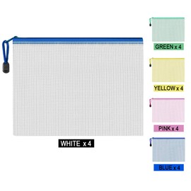 20 Stück A5 Reißverschluss-Datei Taschen Dokument wasserdichte Tasche Paket Brieftasche Plastiktaschen mit Reißverschluss für Reisedokument, Kosmetik, Quittungen Lagerung, Lernen Utensilien